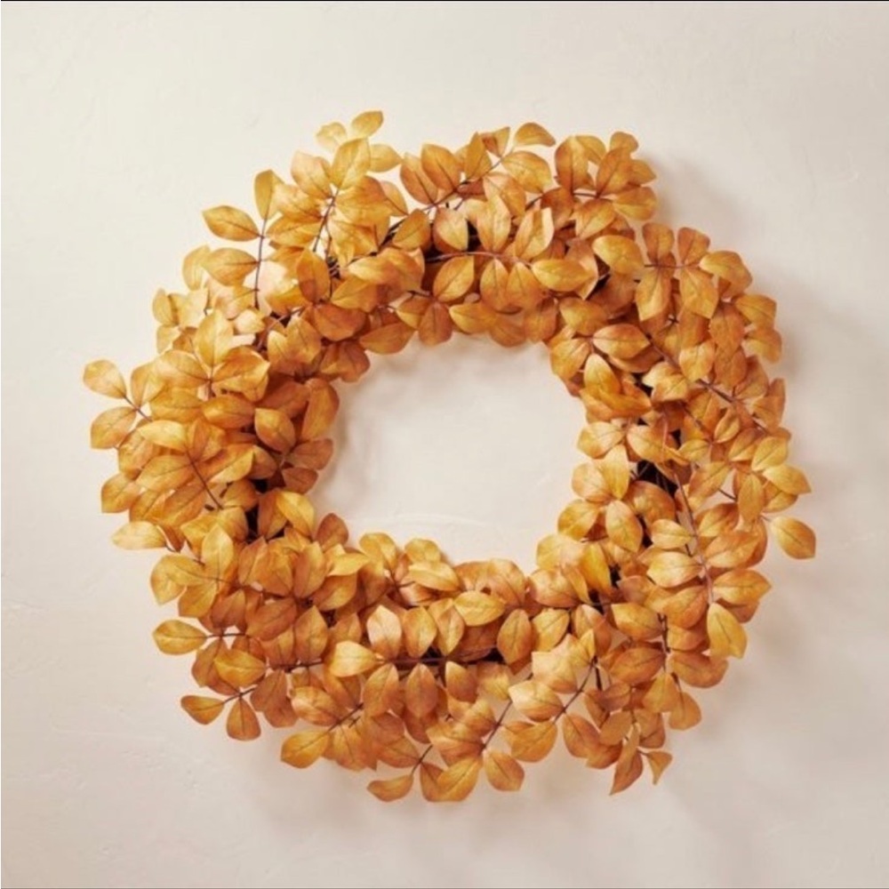 24" Faux Golden Ash Leaf Wreath-Hearth & Hand with Magnolia